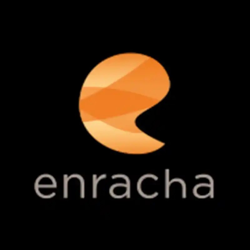 Logotipo circular de Enracha en fondo negro